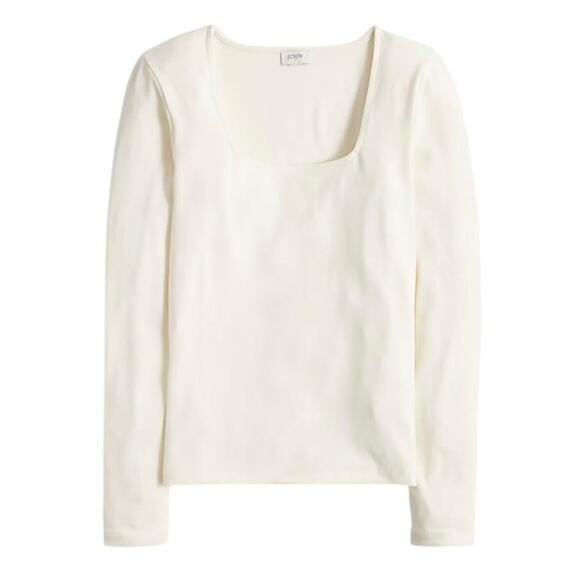 J.Crew Square Neck Long Sleeve Top Cream Ivory Size XXL NWT - Picture 1 of 7